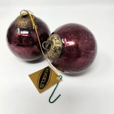 2 Midwest KUGEL purple Crackle Glass 2” Dia. Christmas Ornaments picture
