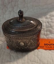 Small Silver Trinket or Jewelry Box Red Velvet Lining Vintage Antique Ornate picture