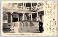 Postcard Interior of Oldest Jewish Synagogue in Country, Newport RI 1908 B116 picture