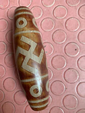 5.6 Inches Large Tibetan Old Agate Dzi *14Eyed W/2Swastikas* Prayer Bead/Statue picture