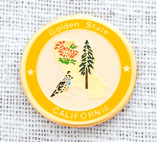 California Golden State Lapel Pin Bird Flower Tree State Yellow Enamel Gold Tone picture
