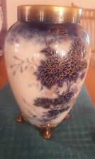 Antique W & R Stoke on Trent Blue and Gold Footed Vase, Nice picture
