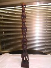Vintage 28” Hand Carved Thai Elephant Stacked Wood Totem Column Statue Figurine picture