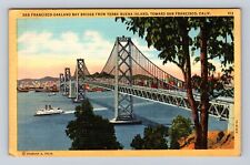 San Francisco CA-California, San Francisco Oakland Bay Bridge, Vintage Postcard picture