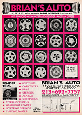 1990 Brians Auto Wheels Rim Whittier BLVD California VTG Lowrider Print Ad 8x11
