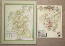 Vintage 100+ Years Old Maps of Scotland & England Harrods Collectable Treasures picture