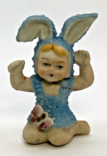 1940's Sugar Bunny Baby Blue with Gold Butterfly Easter (formerly repaired picture