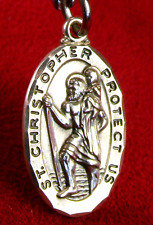Cloistered Carmelite Nun's Vintage St. Christopher Sterling Silver Rosary Medal picture