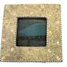 White Jeweled Frame Table Picture Metallic Beaded Boho Fairycore Wedding 3 x 3 picture
