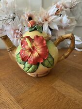 VTG Burton & Burton 3-D Hibiscus Tropical Tiki Hawaiian Themed Ceramic Teapot  picture