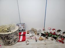 Lot of Misc Christmas Ornaments Cake Toppers Metal 8x10 Tin Santa Snowman picture
