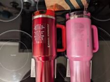 Set of 2 NEW STARBUCKS X STANLEY BUNDLE 2023 PINK and HOLIDAY RED 40oz TUMBLERS picture