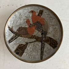 Metal cloisonné footed bowl with birds picture