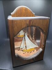 mcm wall hanging sailboat wood candle holder Stained Glass picture