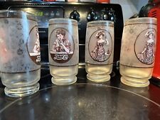 Vintage 1970's Victorian Lady/Gibson Girl Frosted Pepsi Glass 12 oz - Set Of 4 picture
