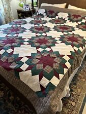 Vintage Hand Stitch Quilted Carpenters Wheel Quilt 92 X 84in picture