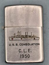 Vintage 1937-1950 USS Consolation CLE 1950 Navy Hospital Ship Zippo Lighter picture