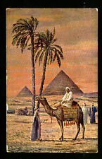 Egypt 1930 Pyramid And Camel Stamped Postcard picture