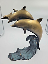 Solid Brass 4 Dolphins Sculpture Statue Gatco Large picture