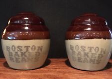 MCM Vintage Boston Baked Beans Stoneware Brown Salt & Pepper Shakers 60's picture