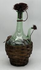 Vintage Large Hand Blown Green Glass Italian Wine Decanter Ice Chamber 15” Italy picture
