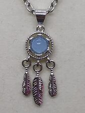 Aquamarine Dreamcatcher Crystal Pendant Necklace 18