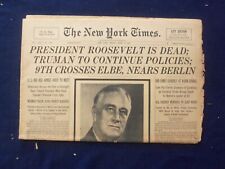 1945 APRIL 13 NEW YORK TIMES - PRESIDENT ROOSEVELT IS DEAD - NP 6467 picture