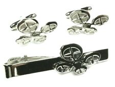 Drone RC Remote Control Racing Racer Pro Tie Bar Clip Cufflink Cuff Links Set picture