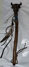 Native American Plains Indian Leather Buffalo Beaded Rattle Dance Stick Shaker picture