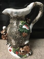 Atq Majolica Raccoon’s Life Water Jug Treehouse Unique Pottery Art picture