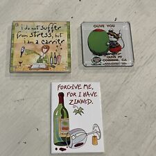 Vintage Refrigerator Fridge Magnets Lot Of 3 Martini ￼Humor Funny comical Wine picture