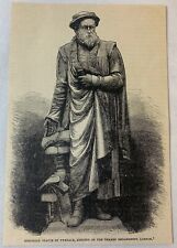 1885 magazine engraving~ MEMORIAL STATUE OF WILLIAM TYNDALE Thames Embankment picture
