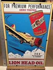 vintage porcelain Lions Head Oil/Aero Tested sign original picture
