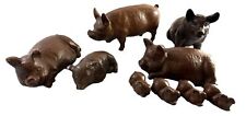 Vintage Red Mill Mfg Pigs & Piglets Figurine Haystead Pecan Shell Set of 9 picture
