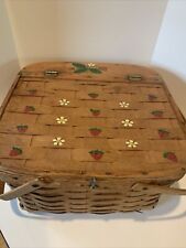 VTG Picnic Basket Wood Handles With Pie Trivet Rise By Ridge Baskets NH picture