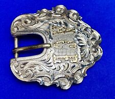 Vintage ACE Western cowboys flower swirl belt buckle design by DALE Chavez picture