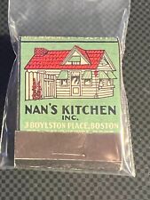 VINTAGE MATCHBOOK - NAN'S KITCHEN INC. - 3 BOYLSTON PLACE, BOSTON - UNSTRUCK picture