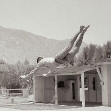 Shirtless Superhuman Flying Man Photo 1940s Trick Beefcake Diver Found Snapshot picture