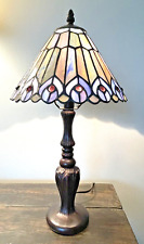Thomas Pacconi Classic Tiffany Style Leaded Glass PEACOCK 18” Table Lamp picture