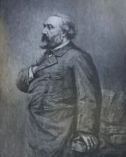1883 Vintage Magazine Illustration Leon Gambetta French Lawyer and Politician picture