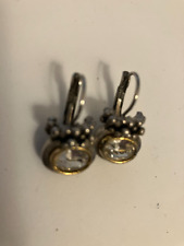 VINTAGE ESTATE rhinestone on two tone pierced earrings picture