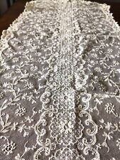 Antique Hand Made Belgium BrusselsPrincess Lace TABLE/DRESSER  RUNNER 32” X 13” picture