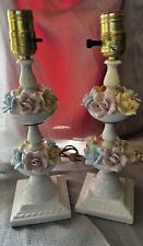 Vintage Porcelain Lamp With Flowers - Set Of 2 - BOTH WORK picture