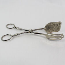 Vintage Silver Plated Pastry Salad Tongs Scissor Style Made In Italy E.P. Zinc picture