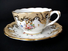 Antique Floral With gold Leaf Scroll Estate Tea Cup & Saucer ~ Really Lovely picture