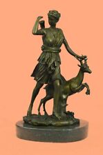 Signed Diana The Hunter Pure Bronze Sculpture Figurine Figure Statue Artwork picture