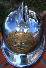 PARAGUAYAN FIREMAN POMPIER CHIEF EARLY 1900 CHROME NICKEL PLATED HELMET RARE  picture