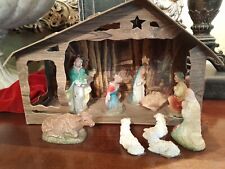 Antique Nativity Christmas Creche Set, 15 Pieces, Beautiful, Rare picture