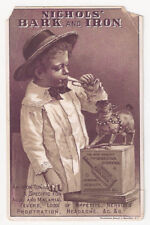 Nichols Bark & Iron Tonic Advertising Card Boy w/Dog & Tin Horn 1890's Rare picture