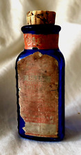 Vintage TRIANGLE Cobalt TRILOIDS POISON BOTTLE with LABELS picture